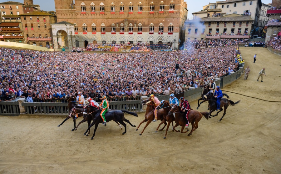 The famous palio horse race in Siena