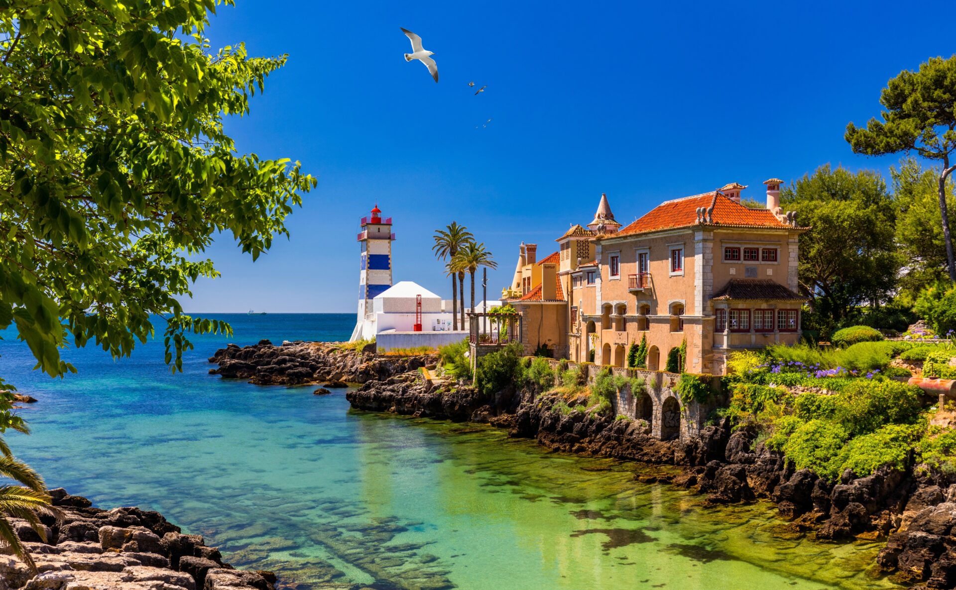 Santa Marta lighthouse and Municipal museum, Cascais, Lisbon, Portugal. 