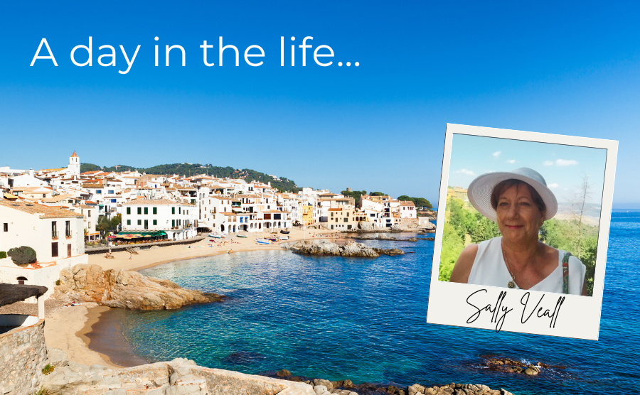 An older middle-aged woman in the Costa Brava.